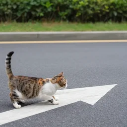 cat learning to behave on the road and learn right - of - way rules