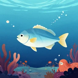 a fish, space, sea creatures, sky