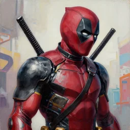 greg manchess portrait painting of an armored dark deadpool iron spiderman as overwatch character, medium shot, asymmetrical, profile picture, organic painting, sunny day, matte painting, bold shapes, hard edges, street art, trending on artstation, by huang guangjian, gil elvgren, ruan jia, greg rutkowski, gaston bussiere