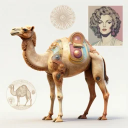 Cyborg Camel,  art deco design, by Mandy Jurgens and Warhol, Ernst Haeckel, James Jean, artstation, concept art