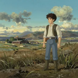 wide shot landscape Star Wars a new hope 1977 by studio ghibli, Miyazaki, animation, highly detailed, 70mm
