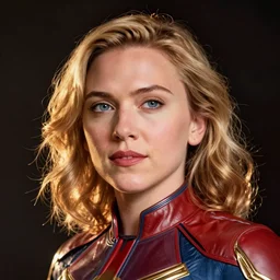 portrait of scarlett johansson as captain marvel, mask, by artgerm