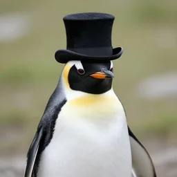 A photo of a penguin wearing a top hat
