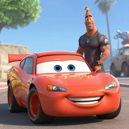 dwayne the rock johnson in pixar's cars ( 2 0 0 6 ), movie still, high quality