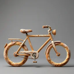 a bicycle made of various types of bread