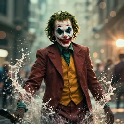 ( ( the joker ) ) as a viking in valheim, splash art, movie still, cinematic lighting, ray tracing, octane render, long lens, shallow depth of field, bokeh, anamorphic lens flare, 8 k, hyper detailed, 3 5 mm film grain