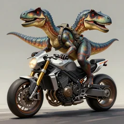 velociraptor cop on a motorbike, thorough details, intricate, artstation, highly detailed, syd mead, concept art, digital painting, 4 k