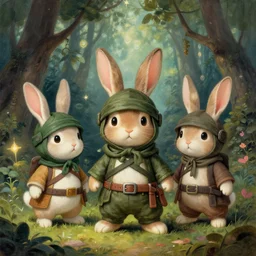 3 d littlest pet shop rabbit, dressed in ninja clothing, magical forest, master painter and art style of noel coypel, art of emile eisman - semenowsky, art of edouard bisson
