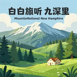 a tourism poster of white mountain national forest new hampshire, featured on dribble, regionalism, digital illustration, wallpaper, poster art