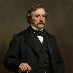portrait of a middle aged victorian gentleman, suit and waistcoat, holding a cane, male, detailed face, victorian, highly detailed, cinematic lighting, digital art painting by greg rutkowski