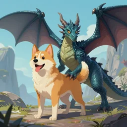 dog + dragon, digital art, fantasy, dnd, 8 k