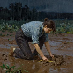 It rained all night and washed the dirt away by Thomas Kinkade, Ellen Jewett, Jason Felix and Cedric Peyravernay, Ligne Claire featured on artstation, 8k, dslr, hyperreal