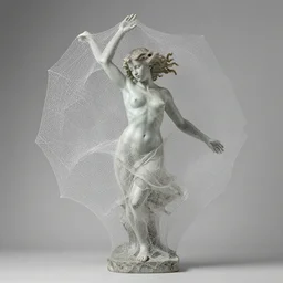 bust sculpture of a girl trying to break free, made of translucent web in beautiful organic voronoi and venation patterns, painted by sargent and peter mohrbacher