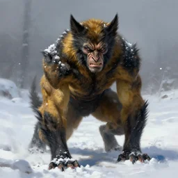 berserker wolverine barefoot in the snow, concept art, detailed face, fantasy, highly detailed, cinematic lighting, digital art painting by greg rutkowski