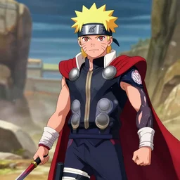 naruto as thor, anime, 8 k resolution, realistic