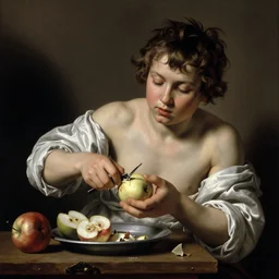 Boy Peeling Fruit by Caravaggio