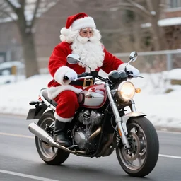santa riding a motorcycle