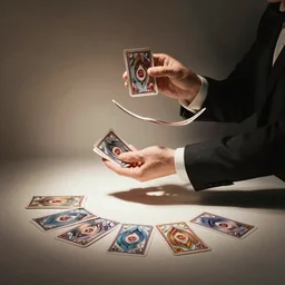 magician doing a card trick cardistry