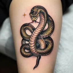 Tattoo of a snake eating its own tail, digital art, 8k, UHD