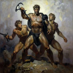 against the gods.painting by frank frazetta
