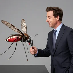 a human-size musquito shaking hands with jimmy kimmel
