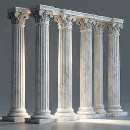 a set of mutated classical marble columns and classical orders, each column mutates slightly from its neighbor, volumetric lighting, light rays, photorealistic, ultrarealistic, coronarender, 8k