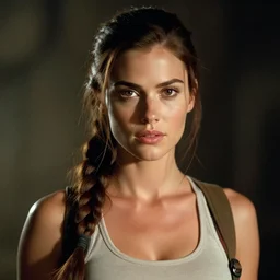 35mm film still of Lara Croft, figure portrait