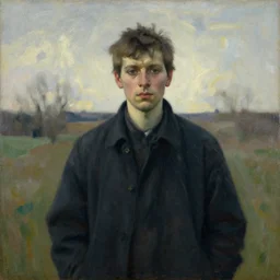 Medium shot of a typical character in the style of Odd Nerdrum