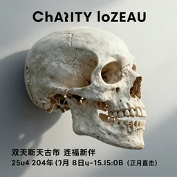 flyer for a charity event with jawless skulls by lozeau