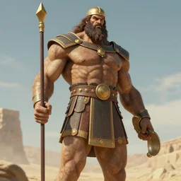 ancient historically accurate depiction of the Bible Character Goliath of Gath, the Philistine warrior giant by mcbess