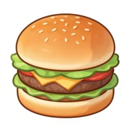 A cartoon burger viewed from the top, orthographic sesame seed view.