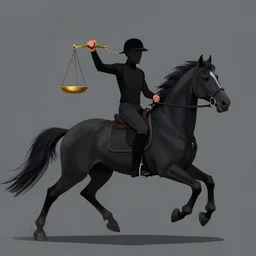 a black horse The one who rode it carried a scale in his hand , digital Art, Greg rutkowski Trending artstation
