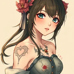 anime girl by davinci, upper body
