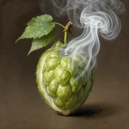 a hop fruit made of white smoke by randolph caldecott. masterpiece. hq. centered. in - frame