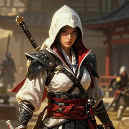 unknown Assassin's Creed: Japan female character portrait, dressed as ninja, feudal Japanese environment, atmospheric lighting, painted, intricate, volumetric lighting, beautiful, golden hour, sharp focus, ultra detailed, by Leesha Hannigan, Ross Tran, Thierry Doizon, Kai Carpenter, Ignacio Fernández Ríos