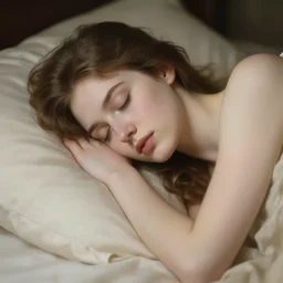 cinestill 5 0 d portrait of a dreamy beautiful woman allegorian of sleep shooting by roversi painting by waterhouse, elegant, highly detailed, pale tonal matt, soft blur, artstation, sharp focus, head in focus