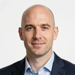 LinkedIn profile picture of a bald white American man, professional, close up, high detail