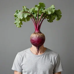 a man with a beetroot for a head