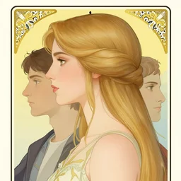 side profile portrait, imogen poots paladin, by eve ventrue, andreas rochas, john watkiss, artgerm. art nouveau. tarot card by mucha. gloomhaven. swirly intricate linework background. gaudy colors, sharp edges. ultra clear detailed. 8 k. elegant. octane render