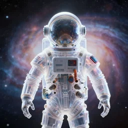 the bright light transparent looking at you with a blured snapshot of the universe in the background from'lost in space ( 2 0 1 8 ) ', soft muted flares on backside, frontal view, very long shot, cinematic light, realistic shaded lighting, futuristic, psychodelic, digital art, trending on artstation, golden ratio, perfect symmetrical, perfect intricate, masterpiece, hyperrealistic, hyperdetailed, octane render, 8 k