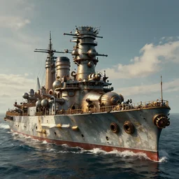 steampunk battleship, super details, 4 k