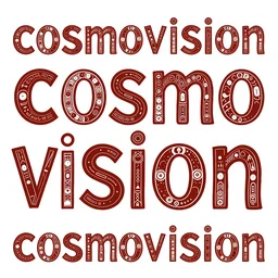 a font design fot the word cosmovision, aboriginal engraving, lettering, sprite sheet zoom out