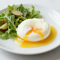 poached eggs, salad, and egg yolk
