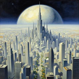 cloisonnism view of alien metropolis on a planet in no mans sky a masterpiece, moebius, bekskinski