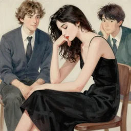 a ultradetailed beautiful portrait panting of a stylish woman in a black dress sitting, by conrad roset, greg rutkowski and makoto shinkai trending on artstation
