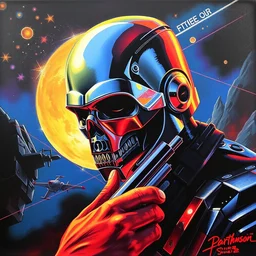 1 9 7 9 retro nes box art. terminator 2. contra. artgerm. coherent. keith parkinson. oil on canvas