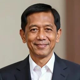 photo of president joko widodo with simple smile and clean shaved, paint detailed digital artstation, portrait, hd 4 k, craig mullins