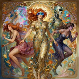 a whirlwind of souls rushing inside the metaverse, half body, jewelry, hologram, google glass, android, cyborg, cyberpunk face, full body character, by loish, d & d, fantasy, intricate, elegant, highly detailed, colorful, vivid color, digital painting, artstation, concept art, art by artgerm and greg rutkowski and alphonse mucha
