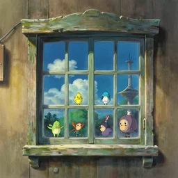 windows to other worlds, digital painting, concept art, smooth, sharp focus, colorful illustration by studio ghibli