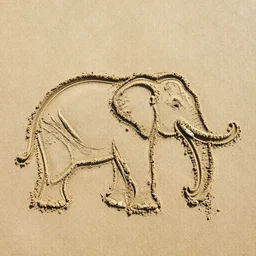 real photo of an elephant made of sand